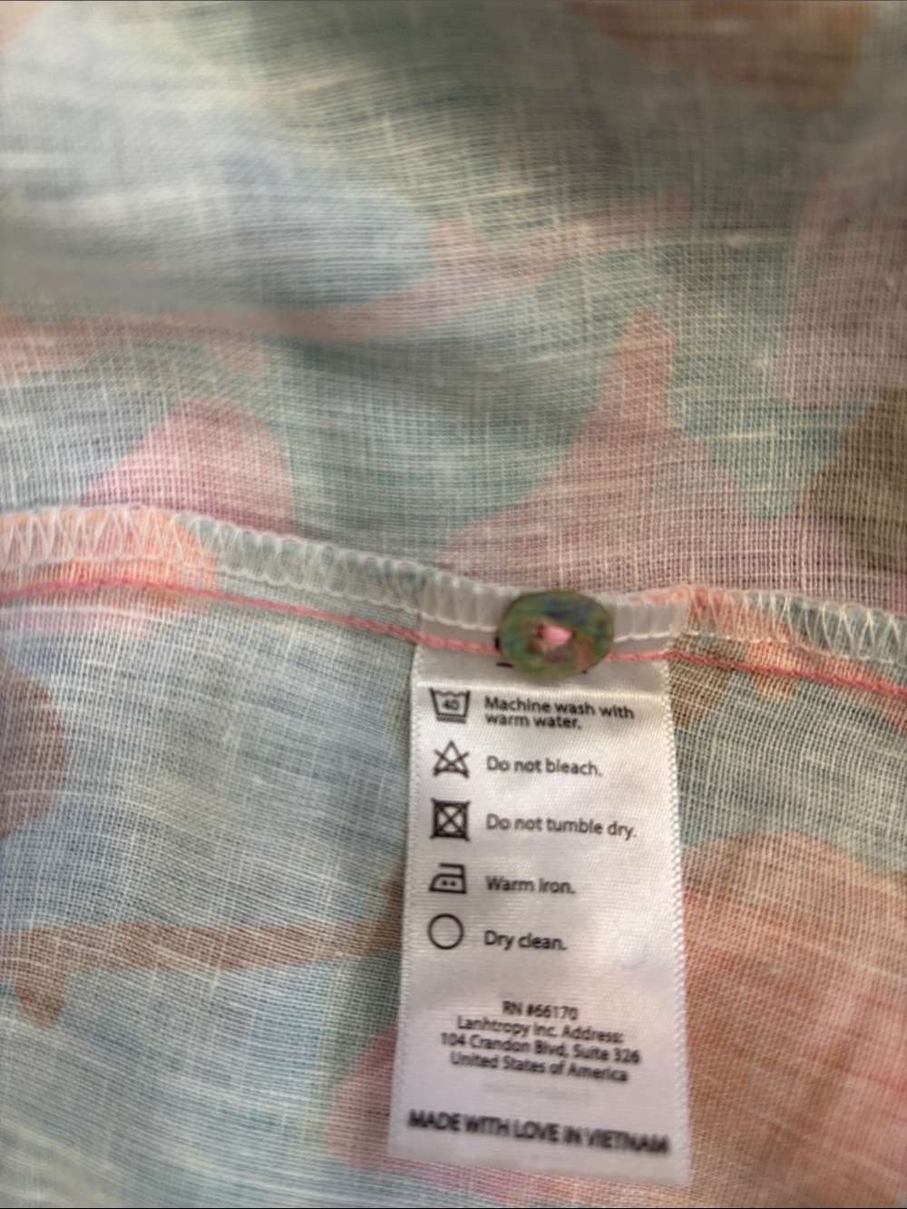 Lanhtropy brand Colorful Floral Button-Front Midi Dress - Pink, Teal & Brown - Picture 5 of 6